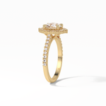 1.25 CT Round Cut Pave & Halo Style Moissanite Engagement Ring 18