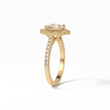 1.25 CT Round Cut Pave & Halo Style Moissanite Engagement Ring 18