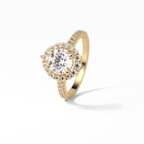 1.25 CT Round Cut Pave & Halo Style Moissanite Engagement Ring 19