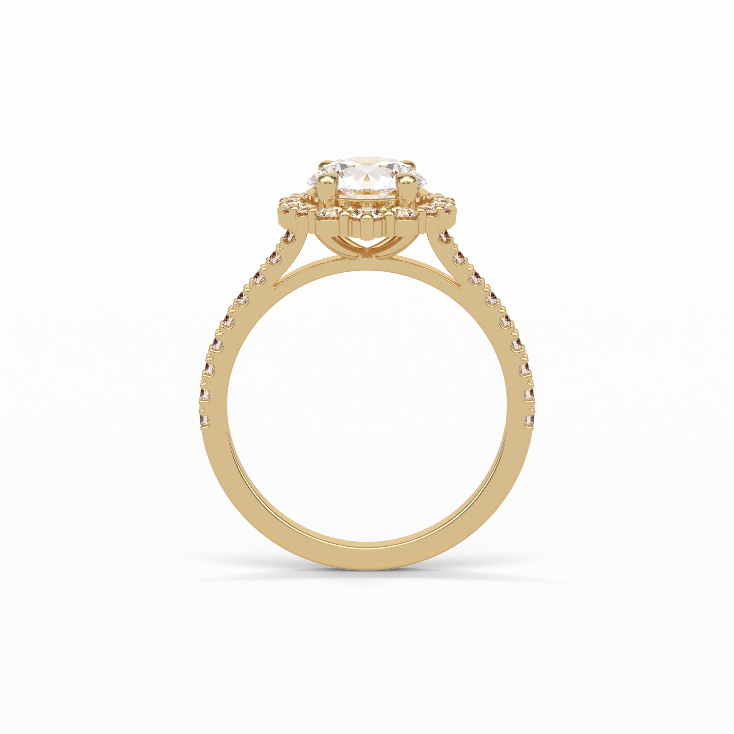 1.25 CT Round Cut Pave & Halo Style Moissanite Engagement Ring 13