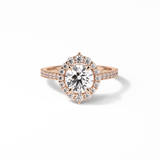 1.25 CT Round Cut Pave & Halo Style Moissanite Engagement Ring 15