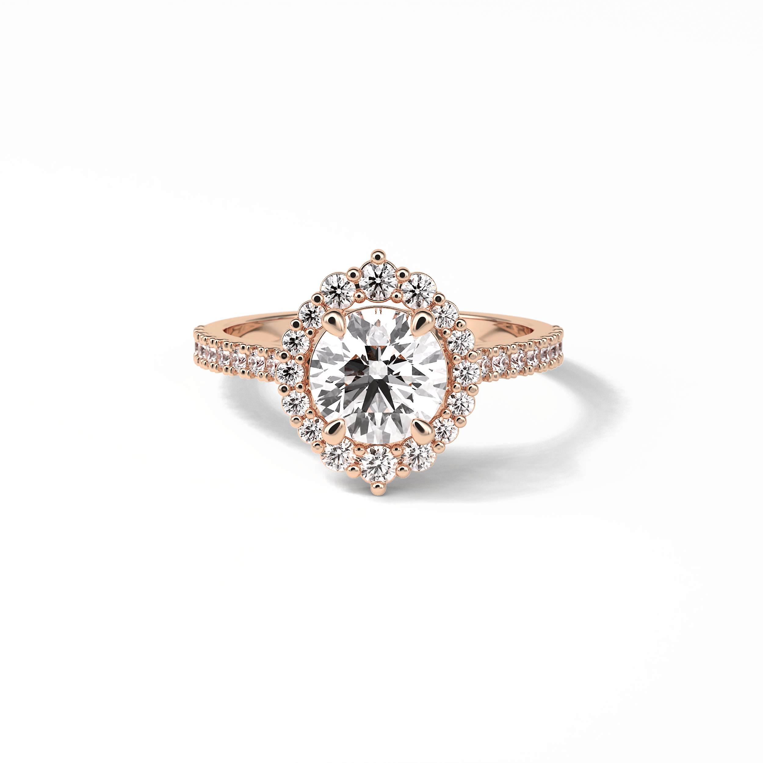 1.25 CT Round Cut Pave & Halo Style Moissanite Engagement Ring 15