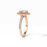 1.25 CT Round Cut Pave & Halo Style Moissanite Engagement Ring 10