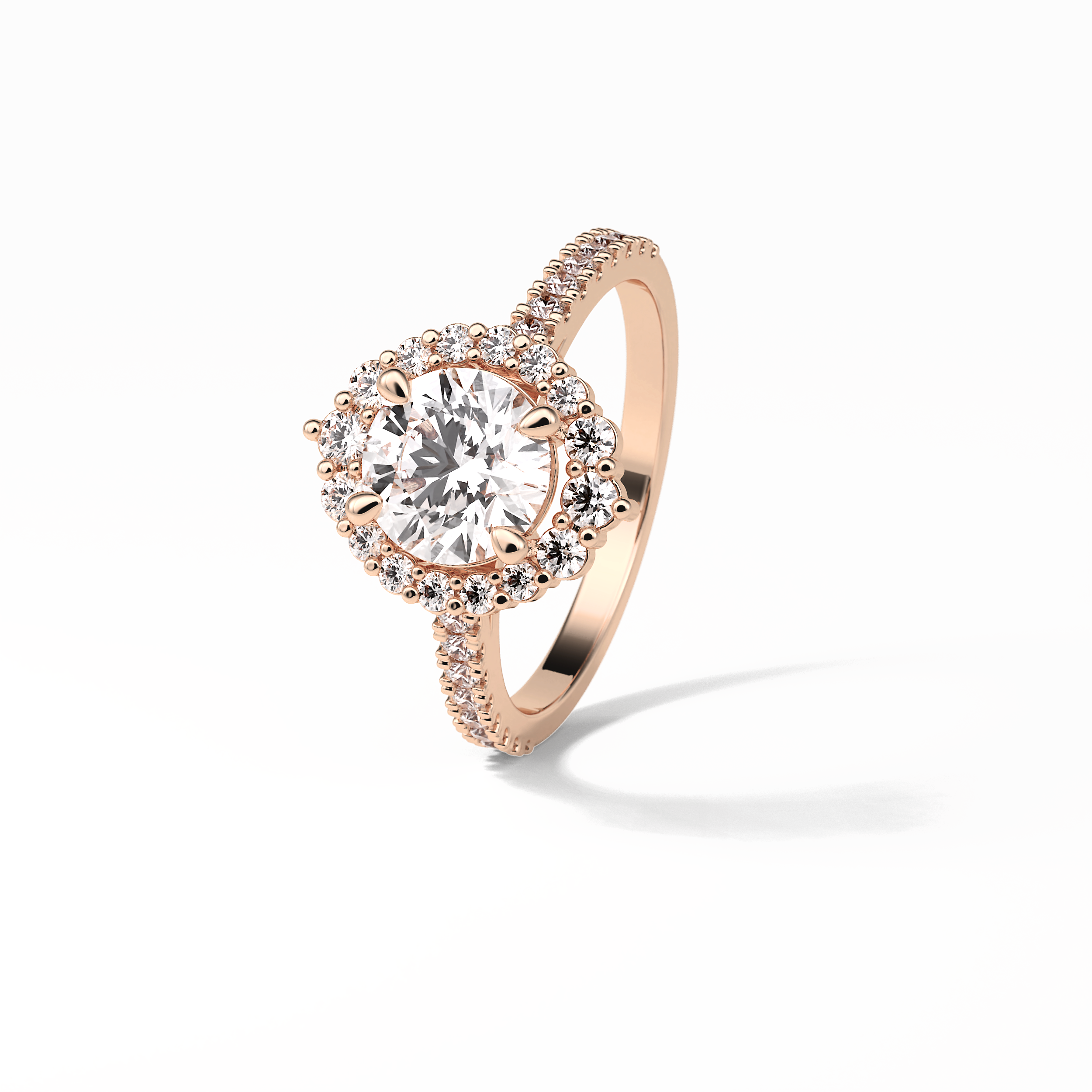 1.25 CT Round Cut Pave & Halo Style Moissanite Engagement Ring 11