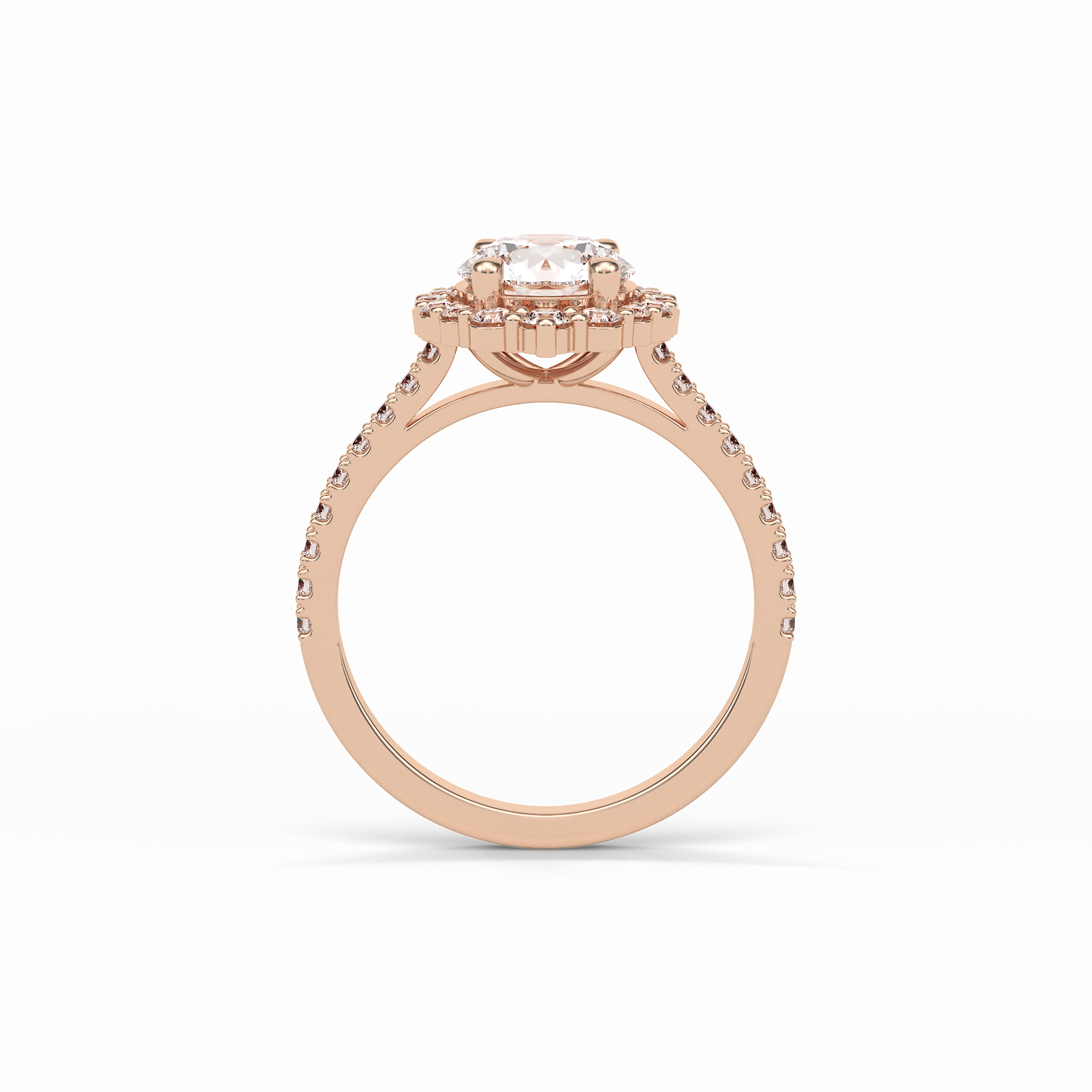 1.25 CT Round Cut Pave & Halo Style Moissanite Engagement Ring 12