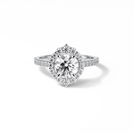 1.25 CT Round Cut Pave & Halo Style Moissanite Engagement Ring 1