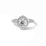1.25 CT Round Cut Pave & Halo Style Moissanite Engagement Ring 1