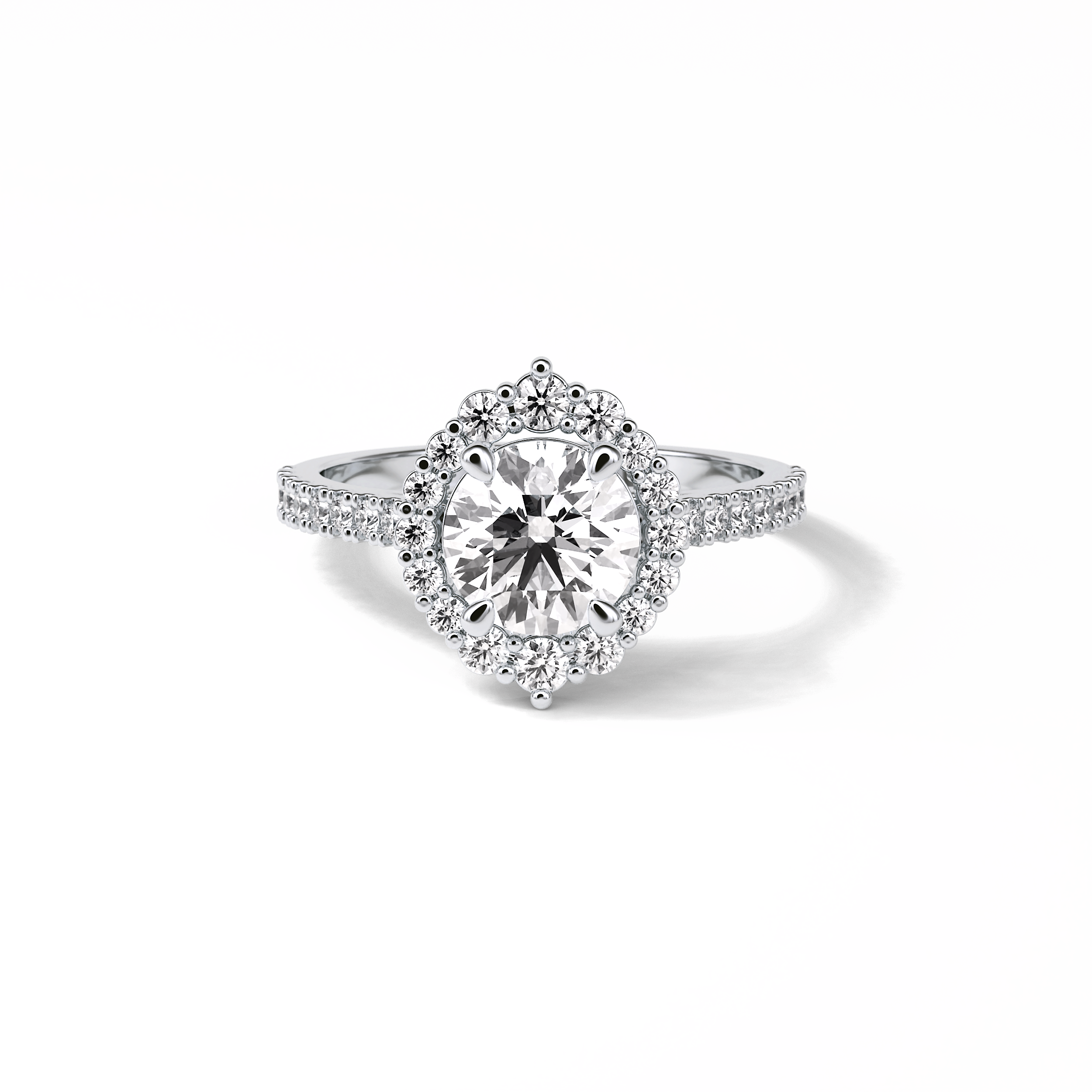 1.25 CT Round Cut Pave & Halo Style Moissanite Engagement Ring 1