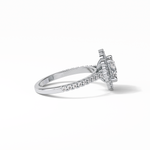 1.25 CT Round Cut Pave & Halo Style Moissanite Engagement Ring 3