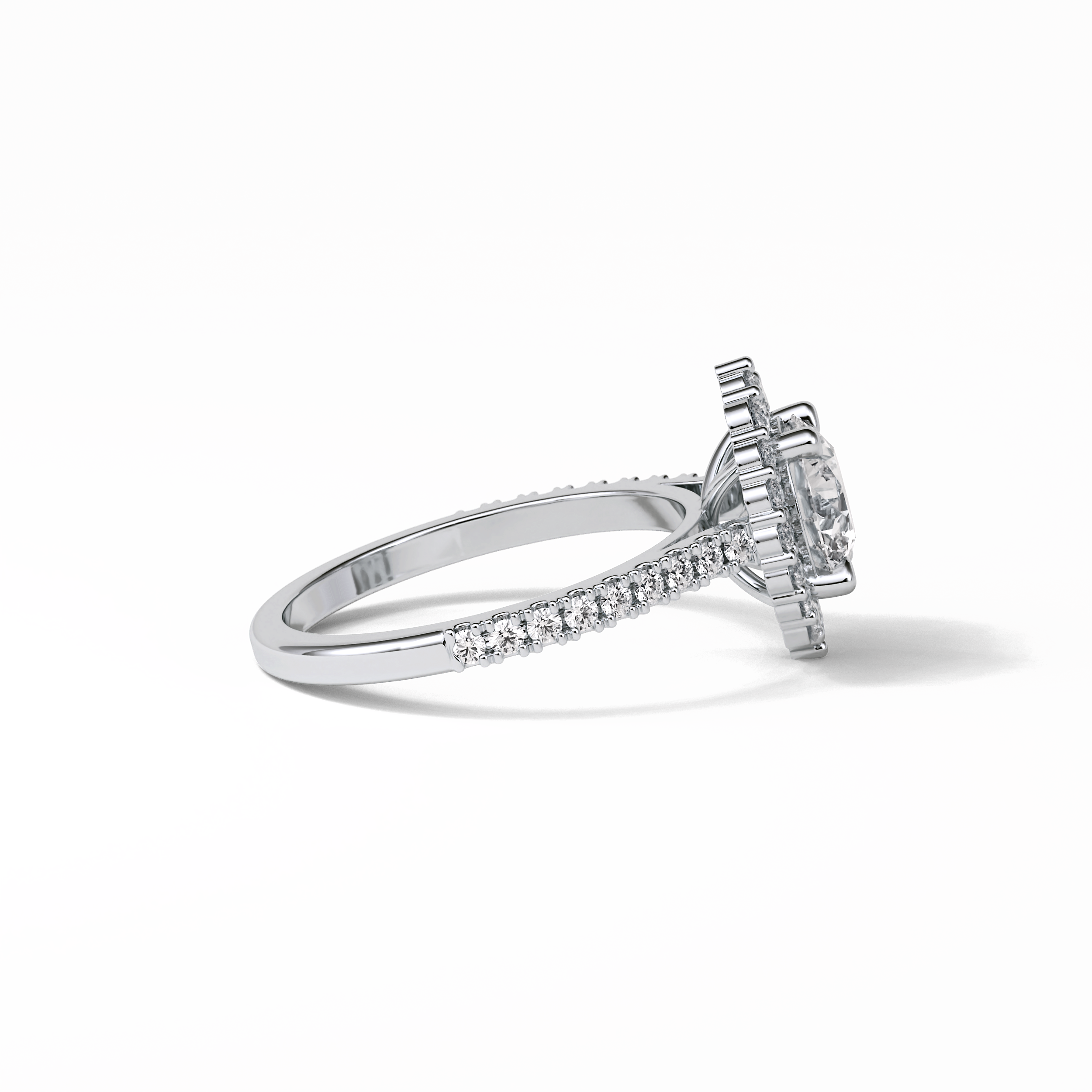 1.25 CT Round Cut Pave & Halo Style Moissanite Engagement Ring 3