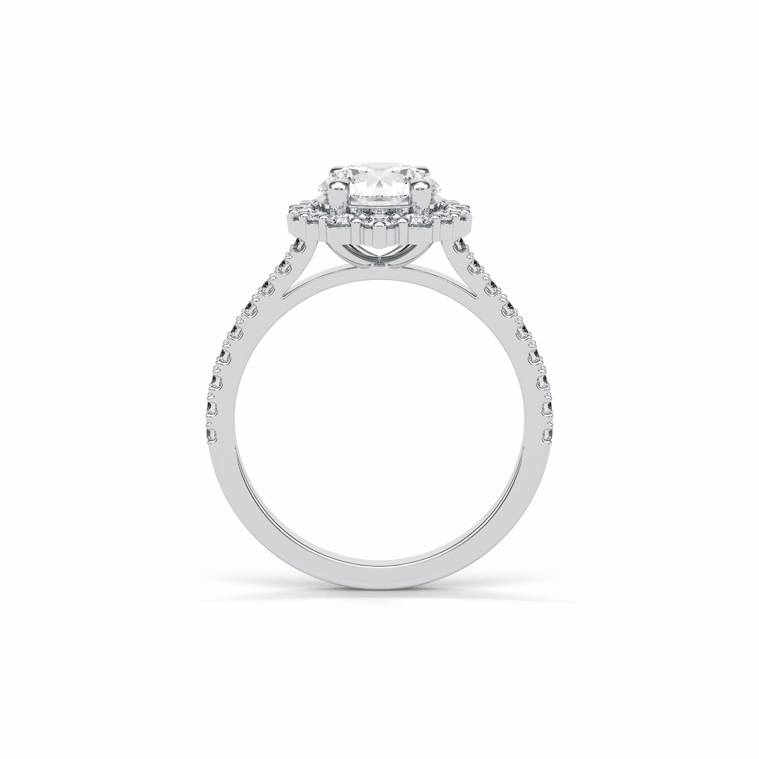 1.25 CT Round Cut Pave & Halo Style Moissanite Engagement Ring 2