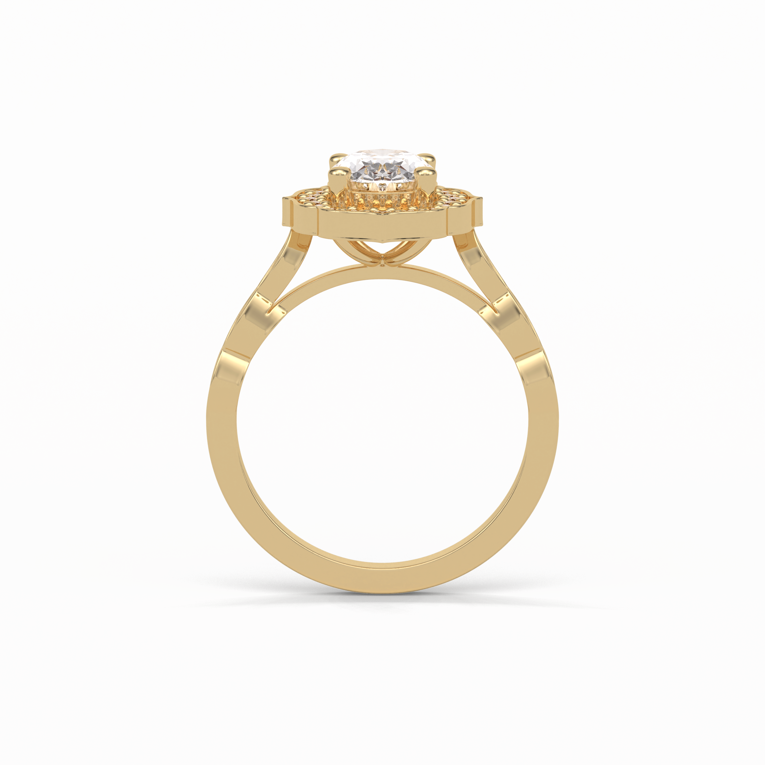 1.31 CT Oval Cut Pave & Halo Style Moissanite Engagement Ring 19