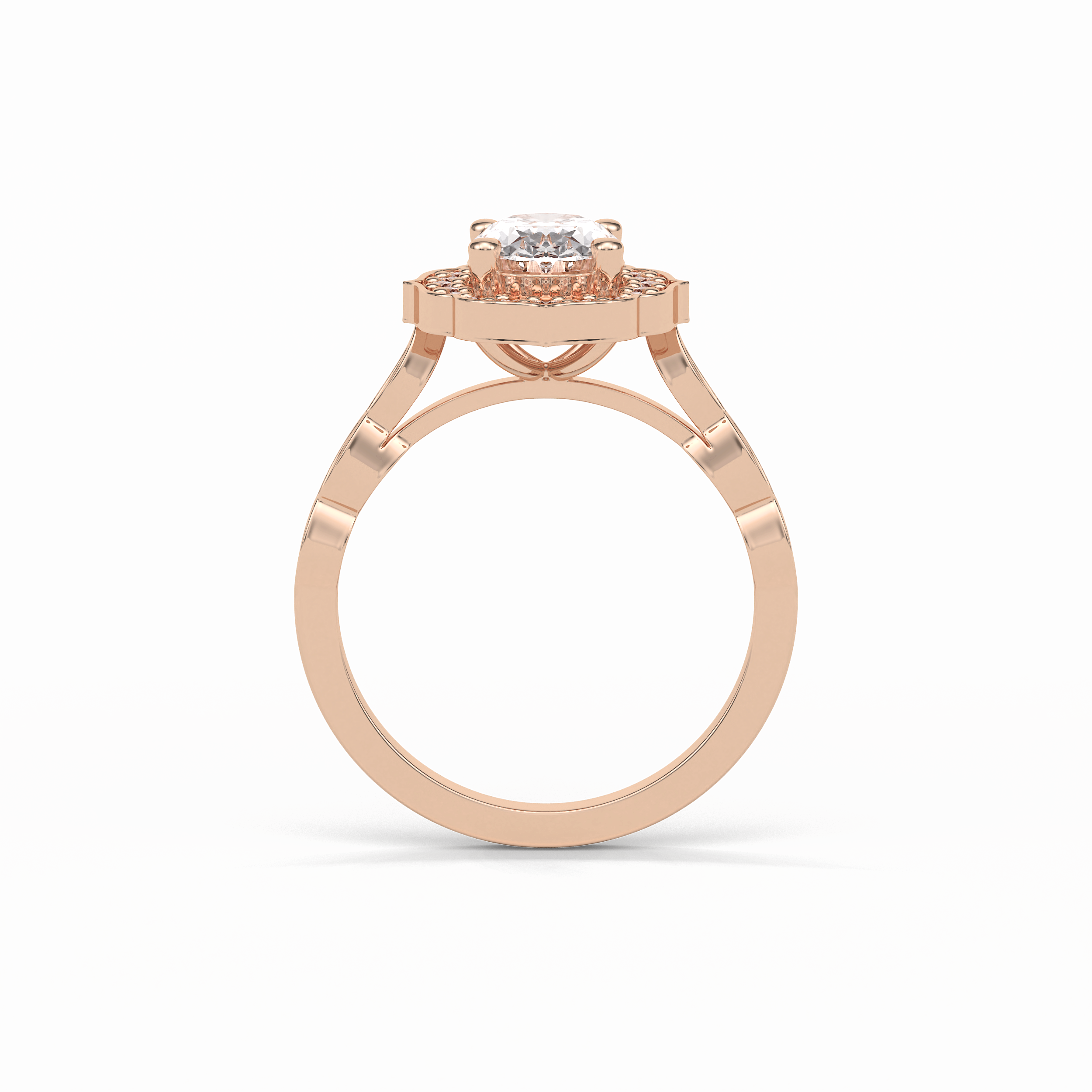 1.31 CT Oval Cut Pave & Halo Style Moissanite Engagement Ring 9