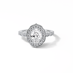1.31 CT Oval Cut Pave & Halo Style Moissanite Engagement Ring 1