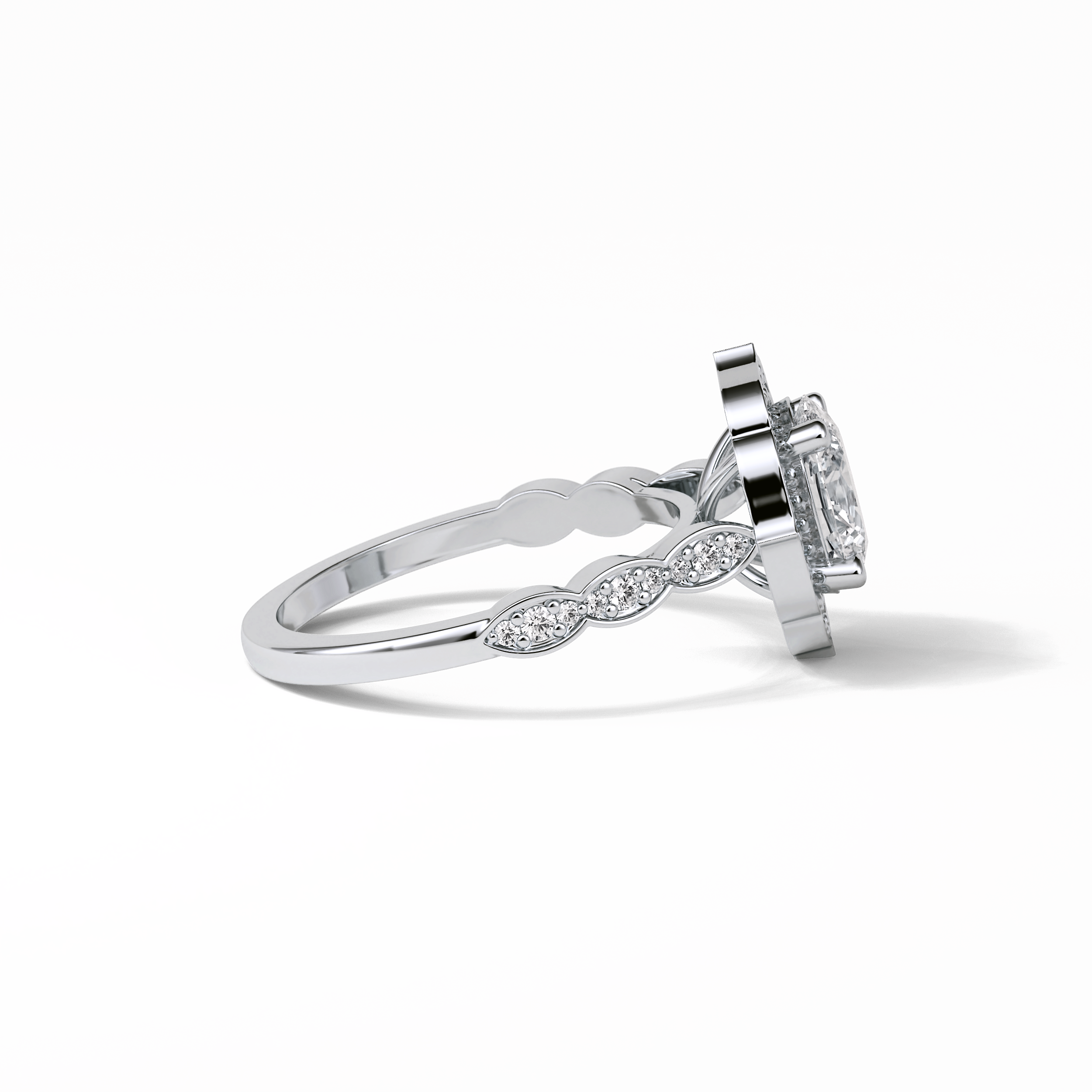 1.31 CT Oval Cut Pave & Halo Style Moissanite Engagement Ring 7