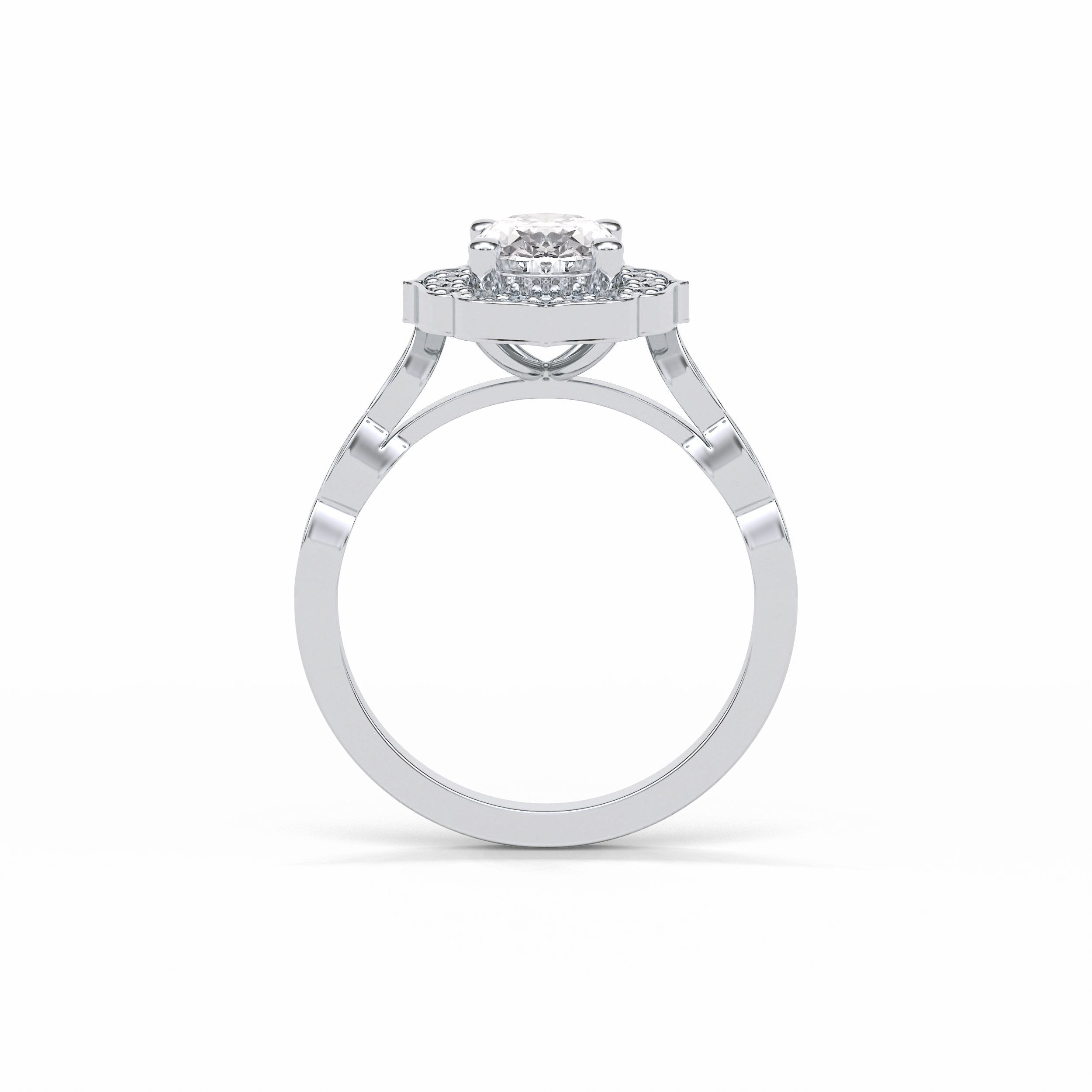 1.31 CT Oval Cut Pave & Halo Style Moissanite Engagement Ring 4