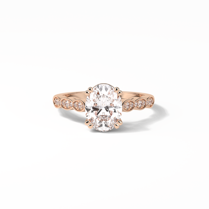 1.91 CT Oval Cut Pave & Halo Style Moissanite Engagement Ring