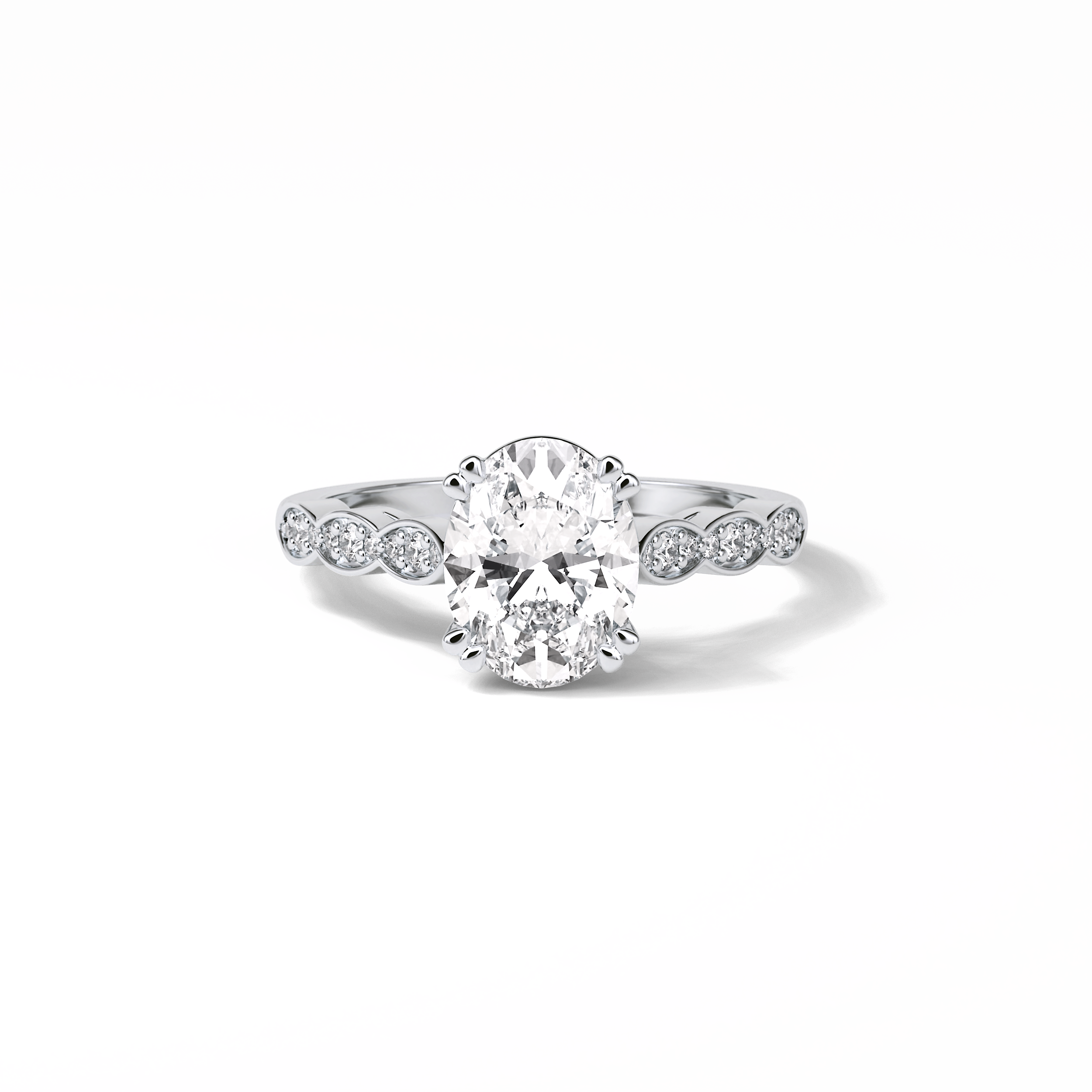 1.91 CT Oval Cut Pave & Halo Style Moissanite Engagement Ring 1