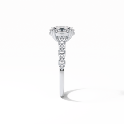 1.91 CT Oval Cut Pave & Halo Style Moissanite Engagement Ring
