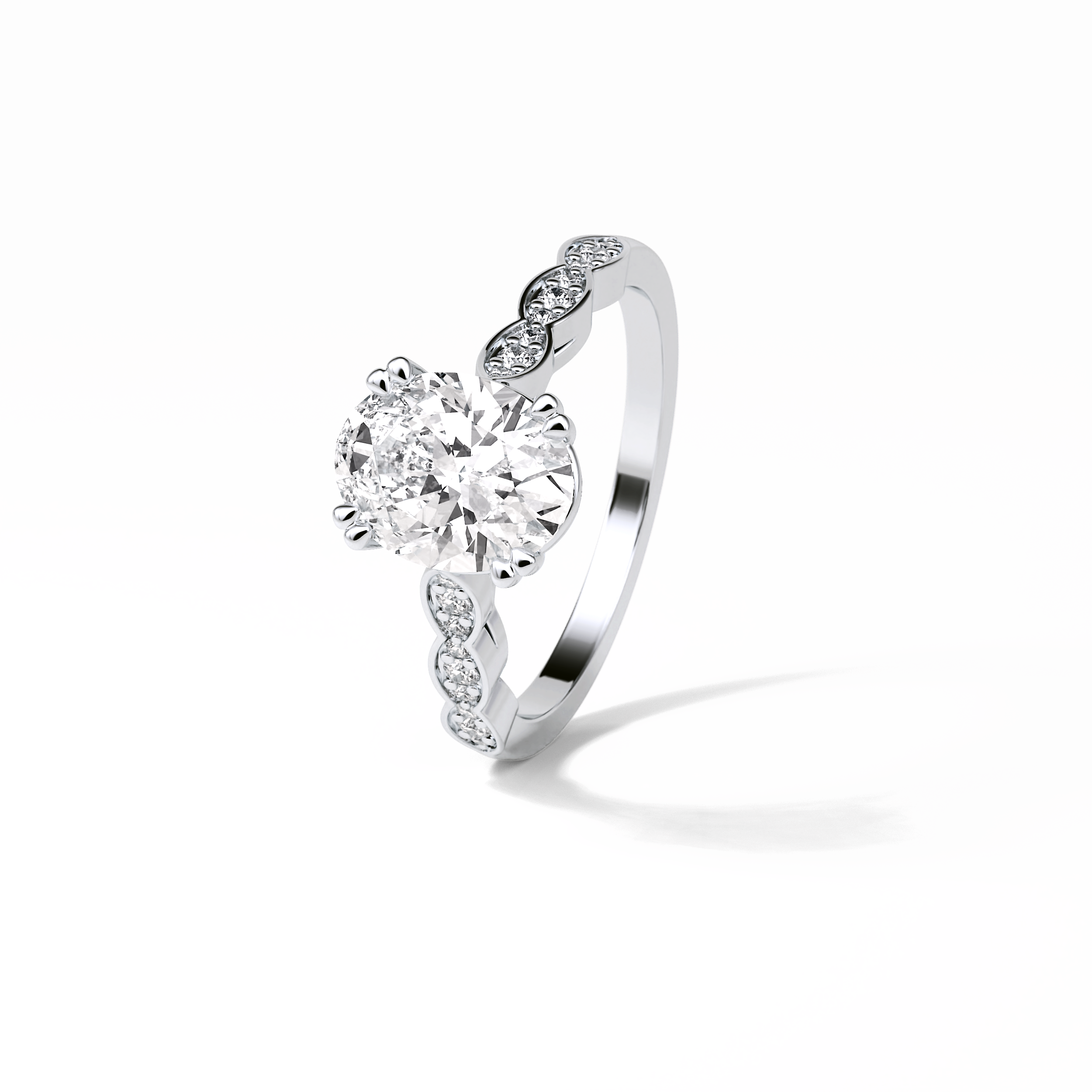 1.91 CT Oval Cut Pave & Halo Style Moissanite Engagement Ring 7