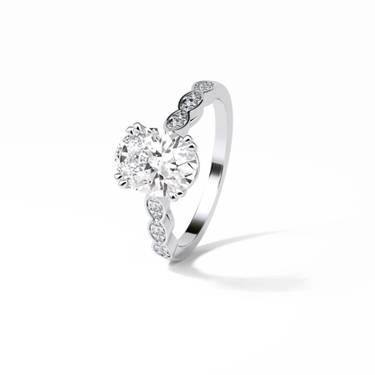 1.91 CT Oval Cut Pave & Halo Style Moissanite Engagement Ring