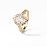 1.33 CT Oval Cut Pave & Cluster Style Moissanite Engagement Ring 18