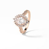 1.33 CT Oval Cut Pave & Cluster Style Moissanite Engagement Ring 9