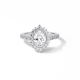 1.33 CT Oval Cut Pave & Cluster Style Moissanite Engagement Ring 1