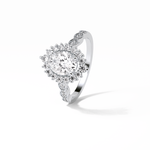 1.33 CT Oval Cut Pave & Cluster Style Moissanite Engagement Ring 5
