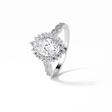 1.33 CT Oval Cut Pave & Cluster Style Moissanite Engagement Ring 5