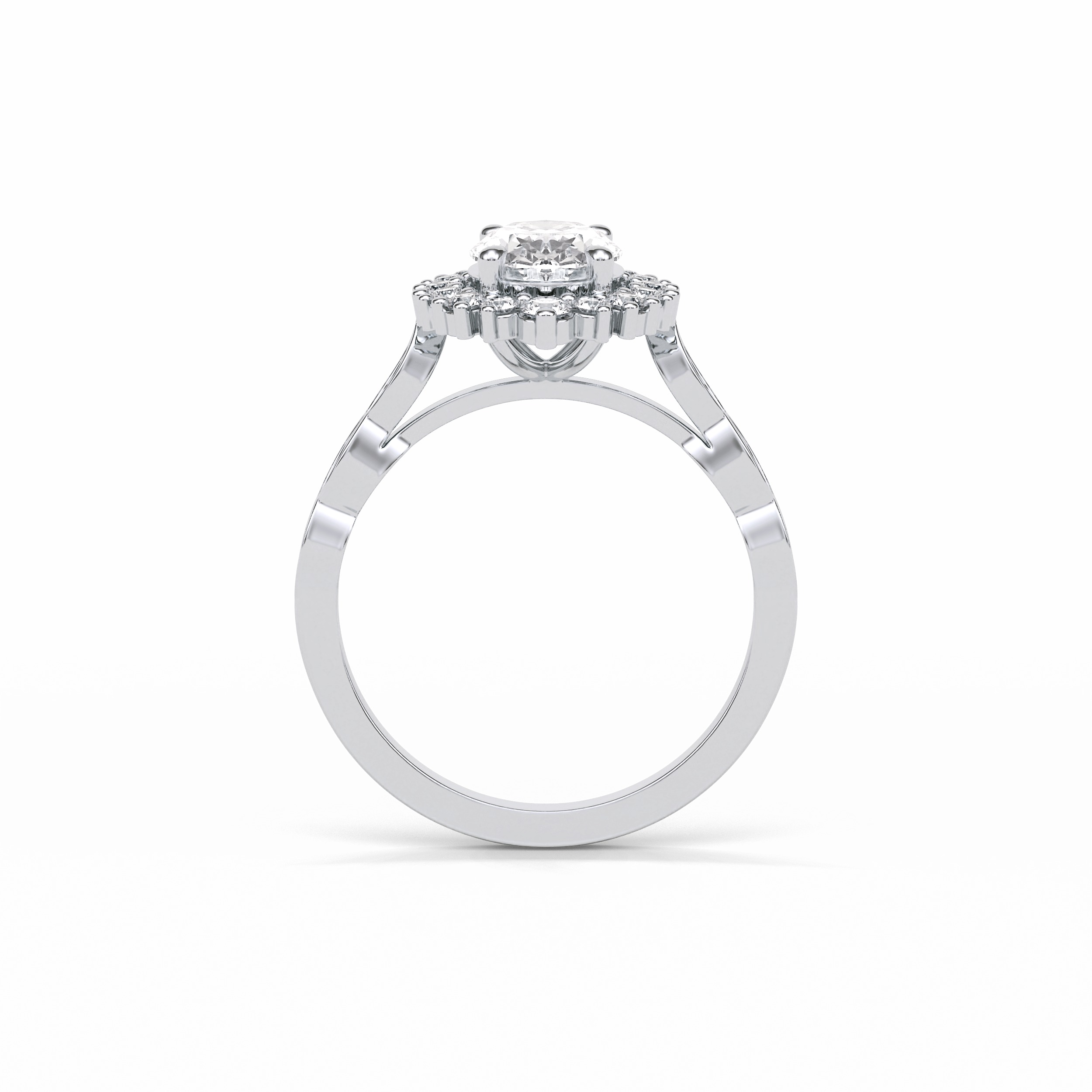 1.33 CT Oval Cut Pave & Cluster Style Moissanite Engagement Ring 6