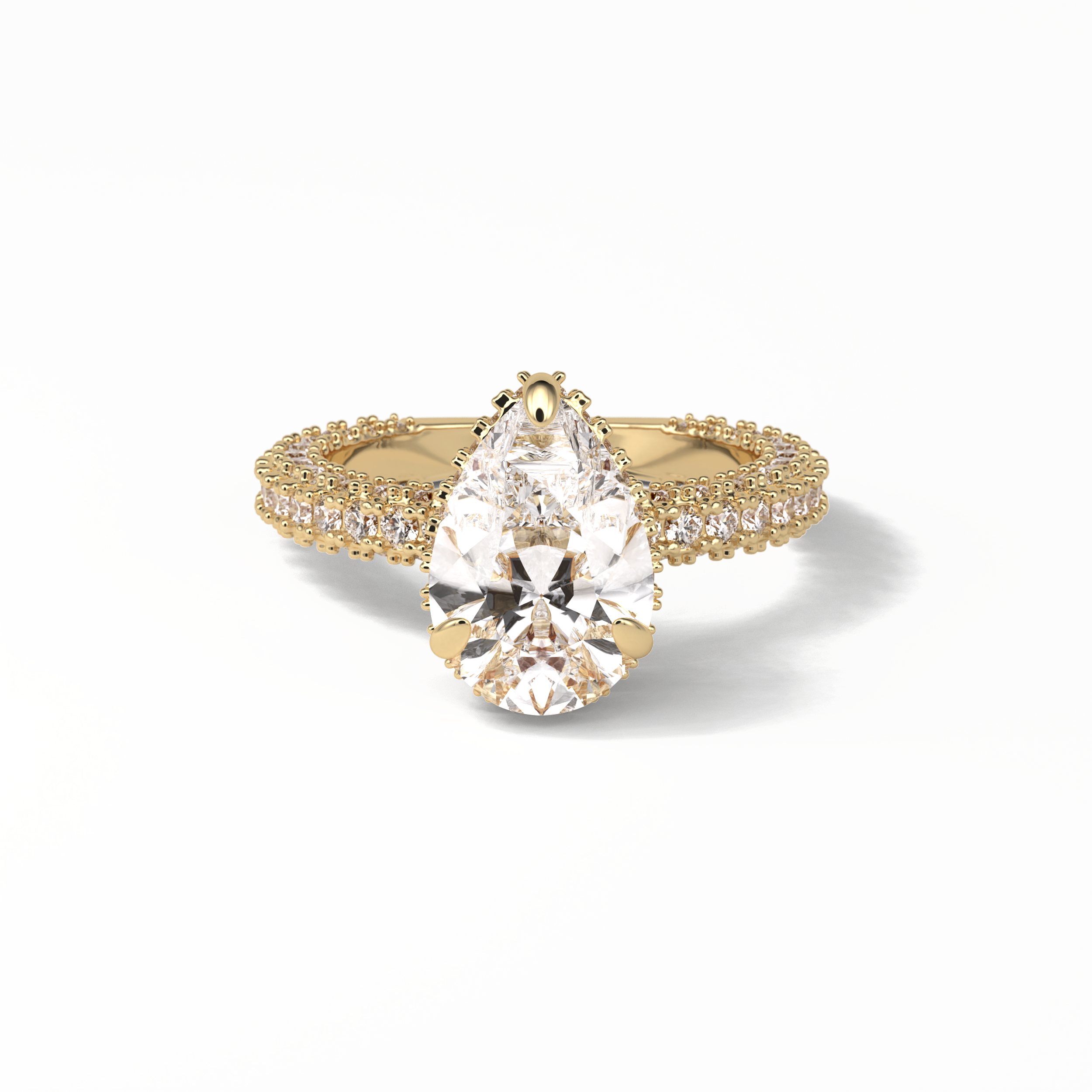 3.09 CT Pear Cut Hidden Halo & Pave Style Moissanite Engagement Ring 8