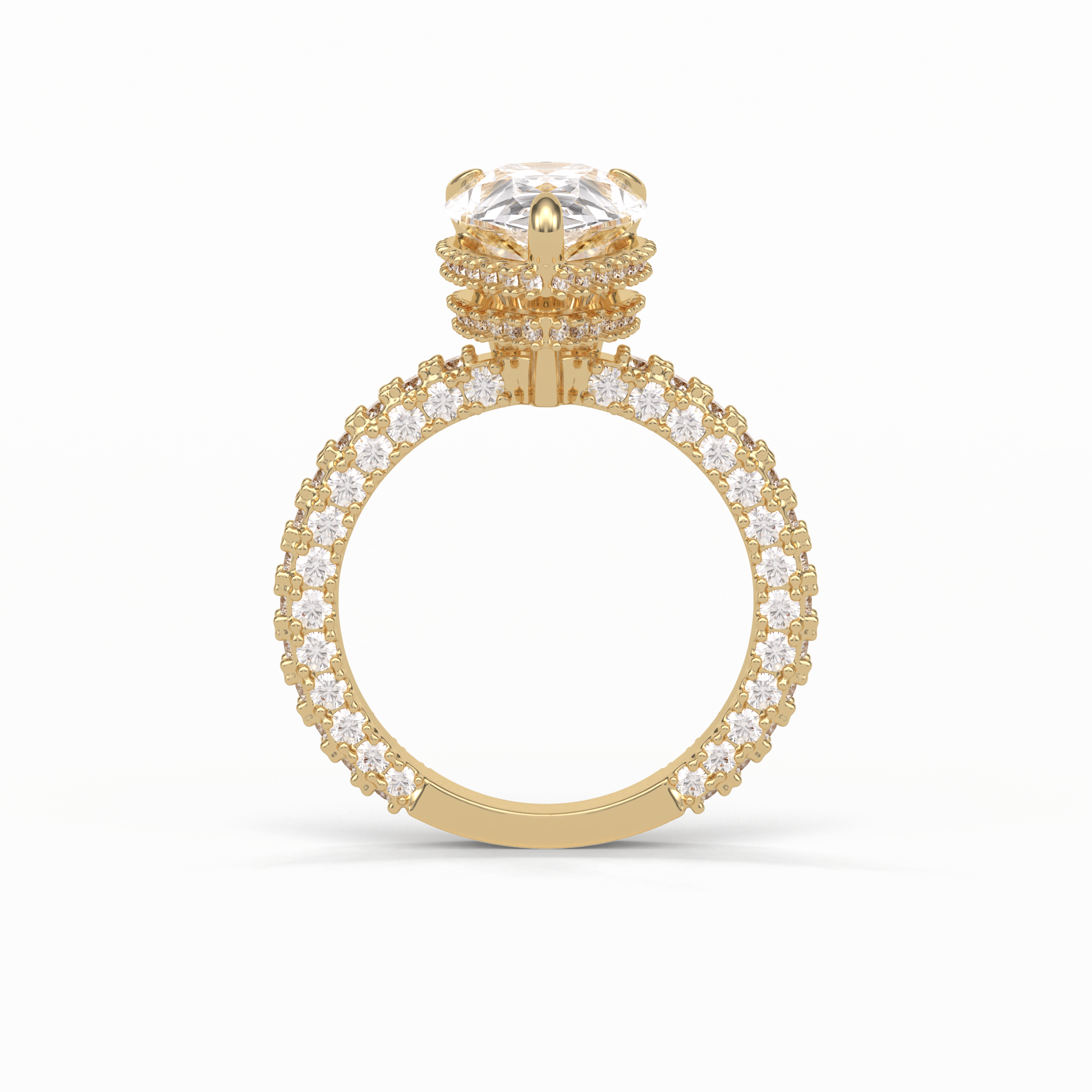 3.09 CT Pear Cut Hidden Halo & Pave Style Moissanite Engagement Ring 14