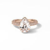 3.09 CT Pear Cut Hidden Halo & Pave Style Moissanite Engagement Ring 15
