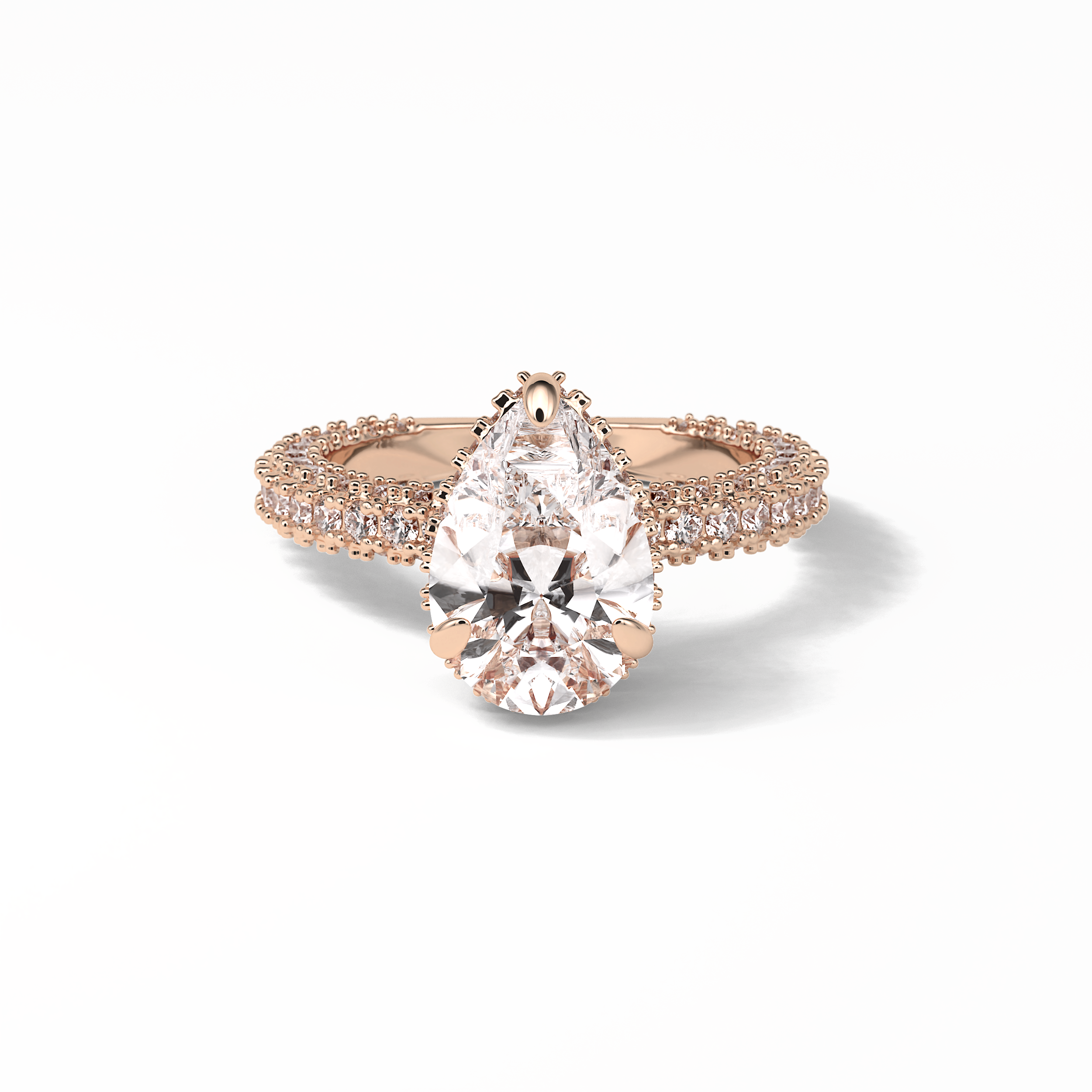 3.09 CT Pear Cut Hidden Halo & Pave Style Moissanite Engagement Ring 15