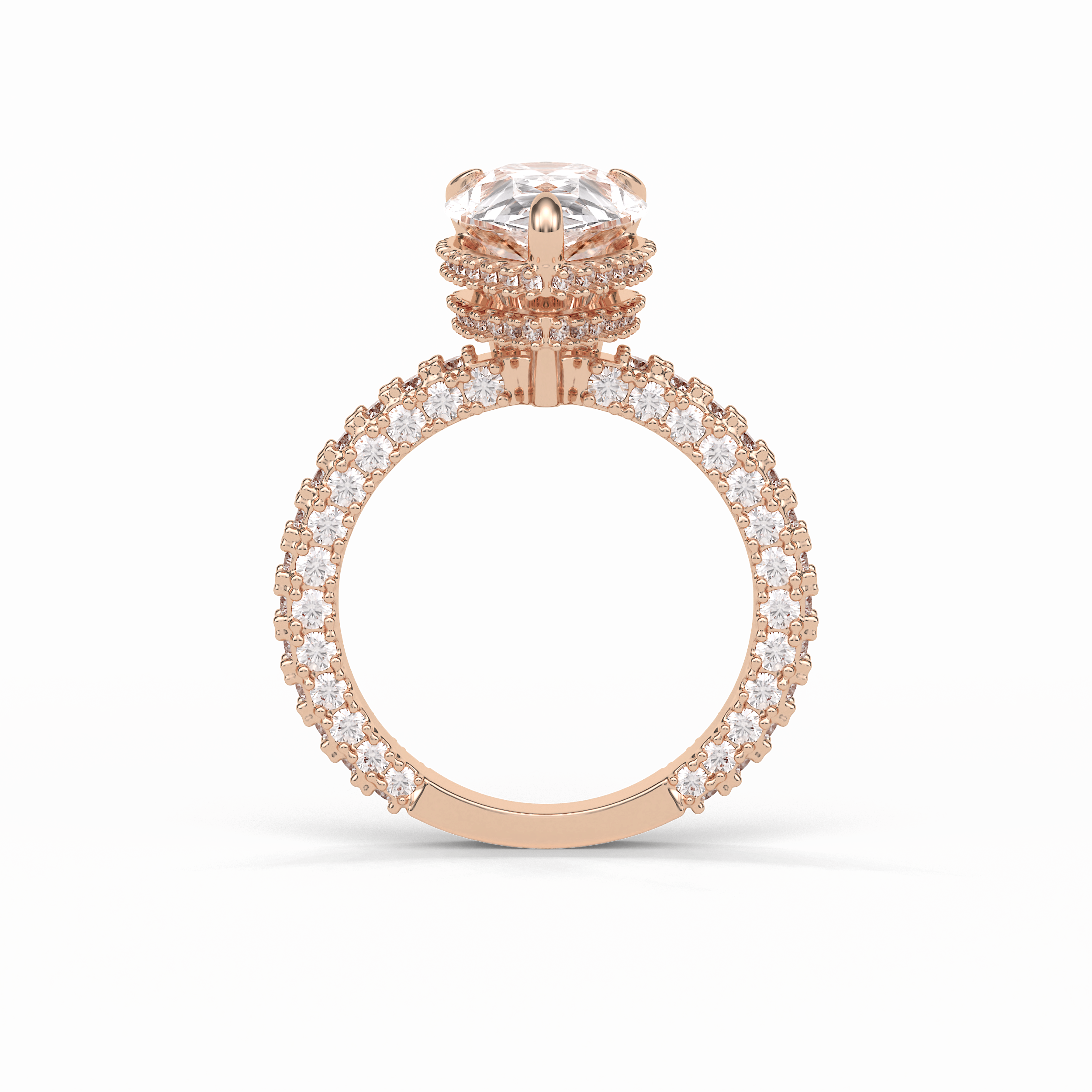 3.09 CT Pear Cut Hidden Halo & Pave Style Moissanite Engagement Ring 21