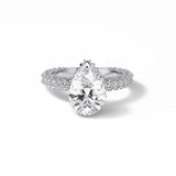 3.09 CT Pear Cut Hidden Halo & Pave Style Moissanite Engagement Ring 1