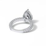 3.09 CT Pear Cut Hidden Halo & Pave Style Moissanite Engagement Ring 6
