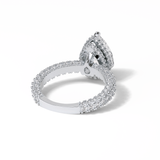 3.09 CT Pear Cut Hidden Halo & Pave Style Moissanite Engagement Ring 6