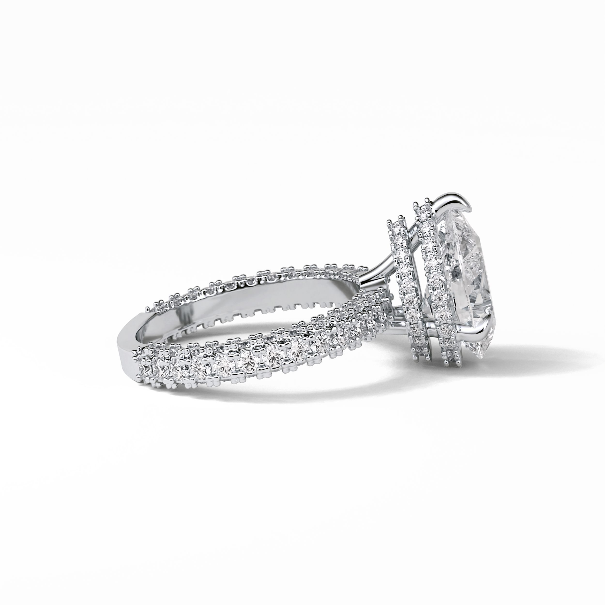 3.09 CT Pear Cut Hidden Halo & Pave Style Moissanite Engagement Ring 7