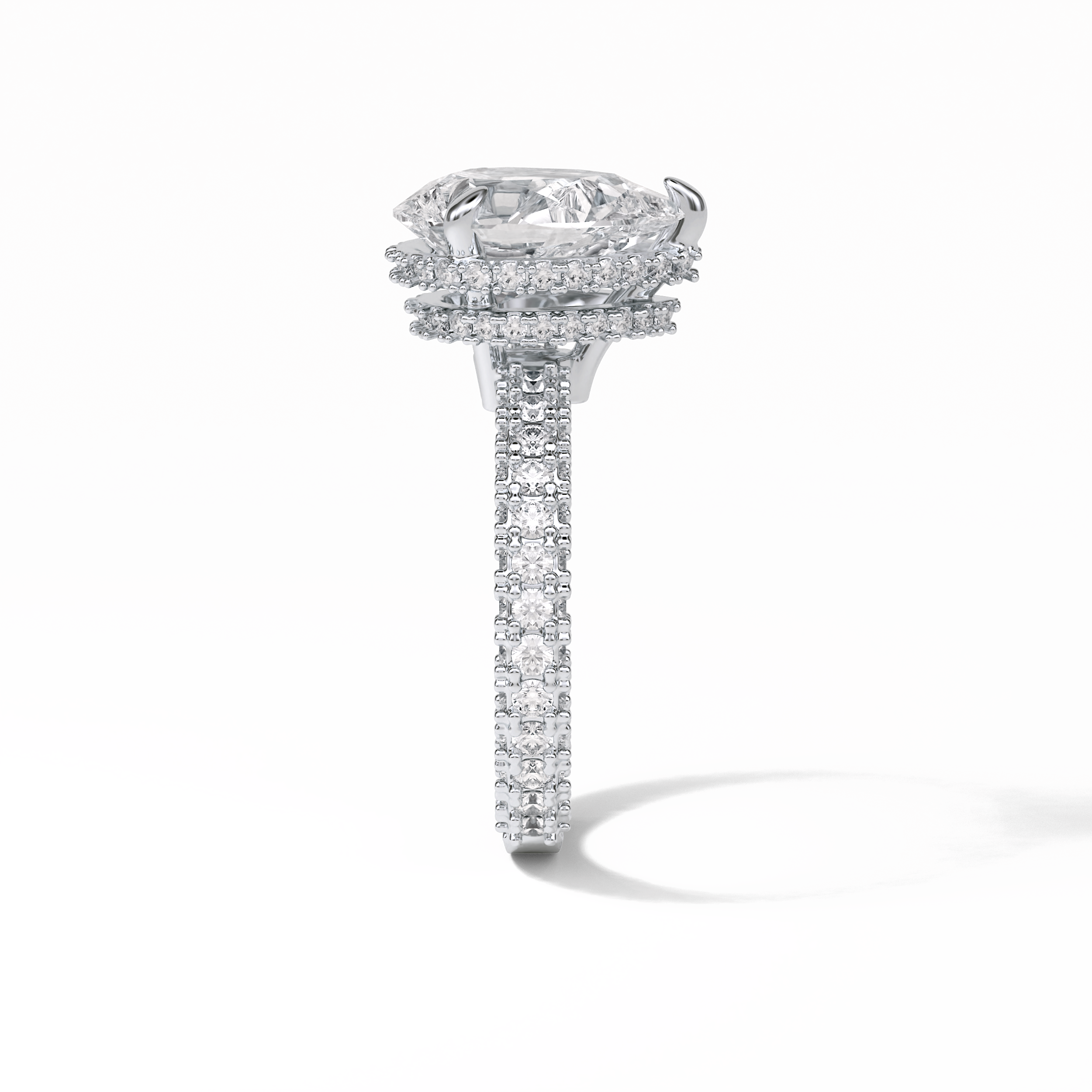 3.09 CT Pear Cut Hidden Halo & Pave Style Moissanite Engagement Ring 3