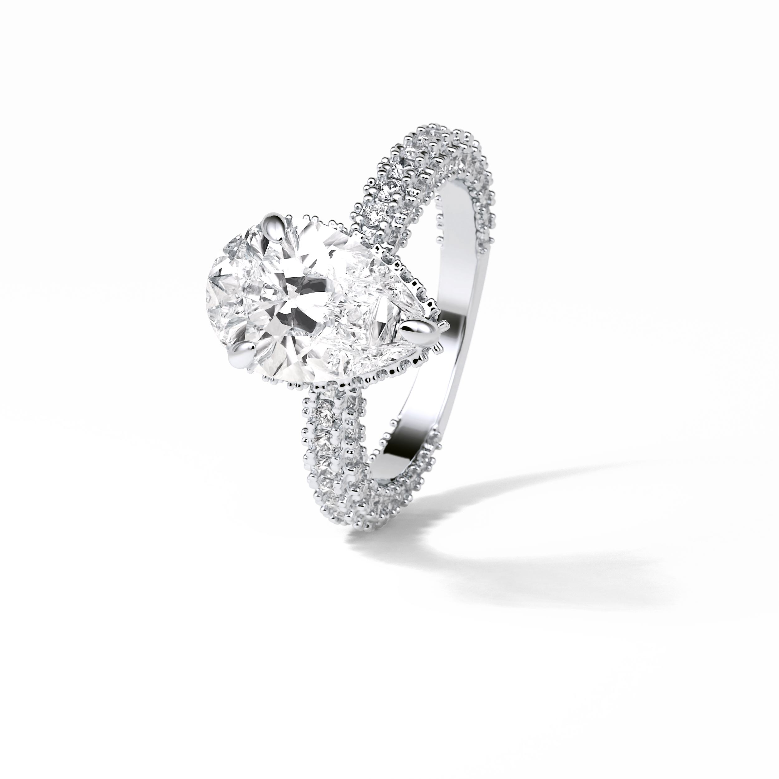 3.09 CT Pear Cut Hidden Halo & Pave Style Moissanite Engagement Ring 4