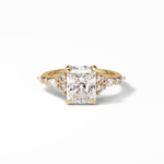 2.30 CT Asscher Cut Three Stones Pave Style Moissanite Engagement Ring 8
