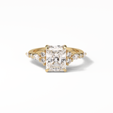 2.30 CT Asscher Cut Three Stones Pave Style Moissanite Engagement Ring 8