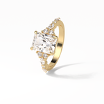 2.30 CT Asscher Cut Three Stones Pave Style Moissanite Engagement Ring 11