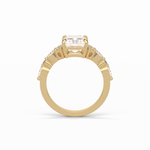 2.30 CT Asscher Cut Three Stones Pave Style Moissanite Engagement Ring 12