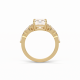2.30 CT Asscher Cut Three Stones Pave Style Moissanite Engagement Ring 12
