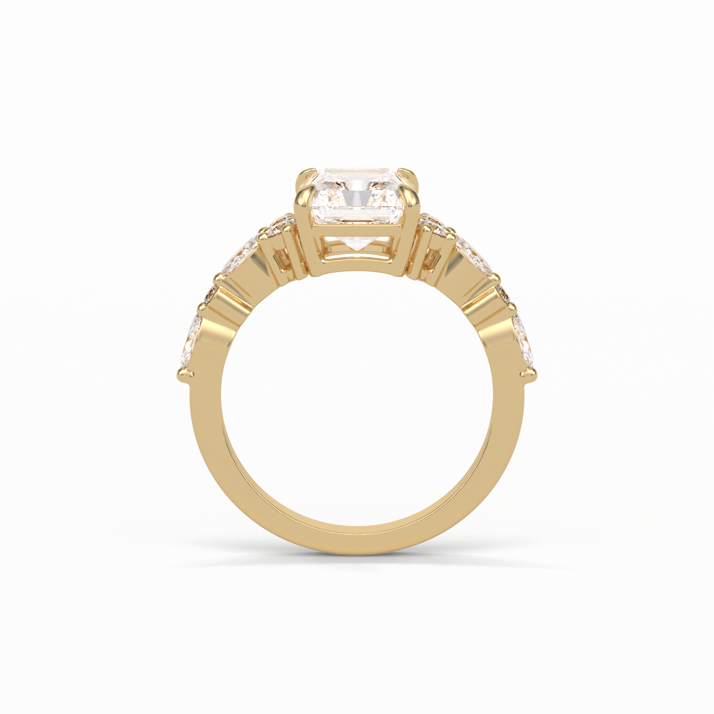 2.30 CT Asscher Cut Three Stones Pave Style Moissanite Engagement Ring 12
