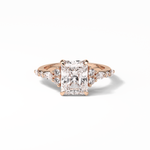2.30 CT Asscher Cut Three Stones Pave Style Moissanite Engagement Ring 15