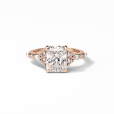 2.30 CT Asscher Cut Three Stones Pave Style Moissanite Engagement Ring 15